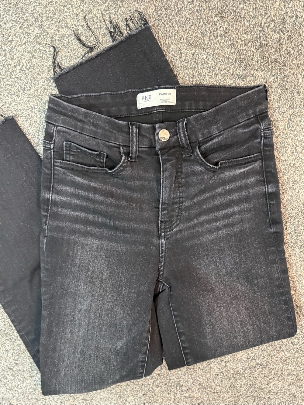 BKE Parker High-Rise cropped straight jeans in black 25x28